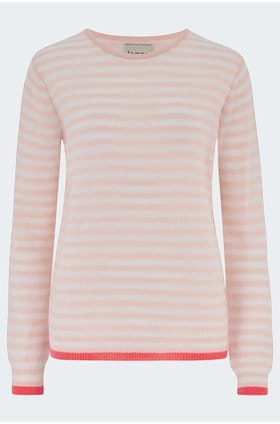 Little Stripe Crew in Powder Puff Lily Cerise