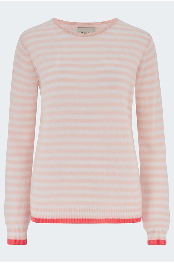 little stripe crew in powder puff lily cerise