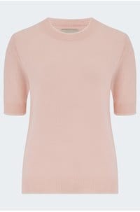 distressed knit t-shirt in powder puff