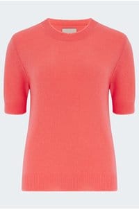 distressed knit t-shirt in cerise