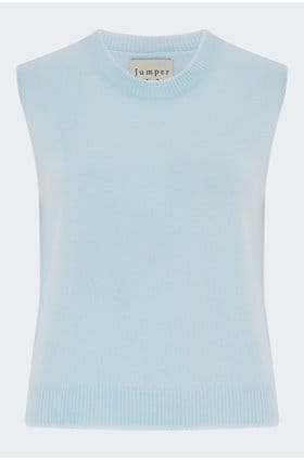 Distressed Knit Tank in Pale Blue