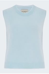 distressed knit tank in pale blue