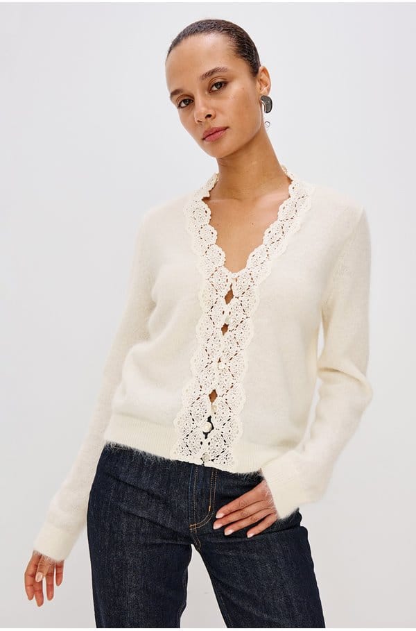 mer cardigan in ivory