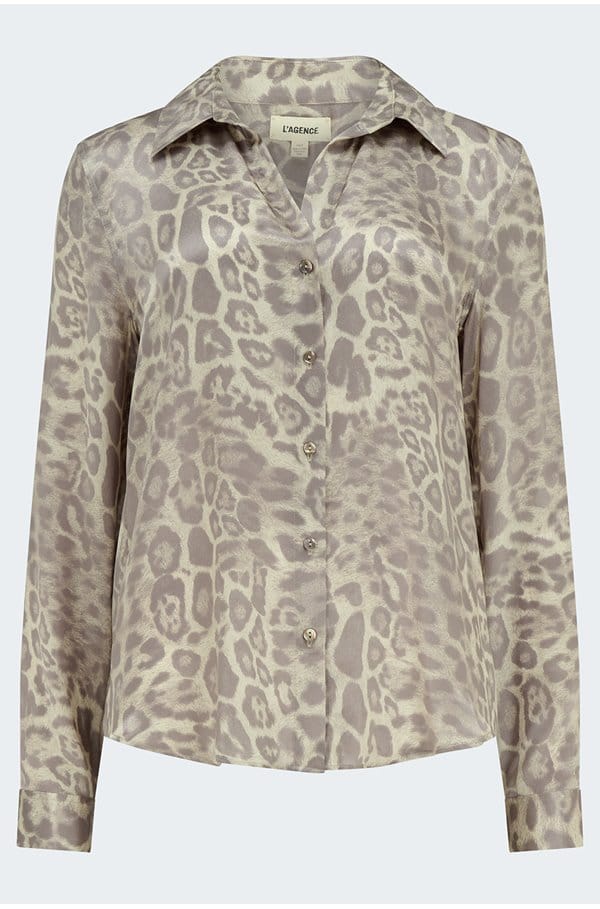 tyler blouse in grey leopard