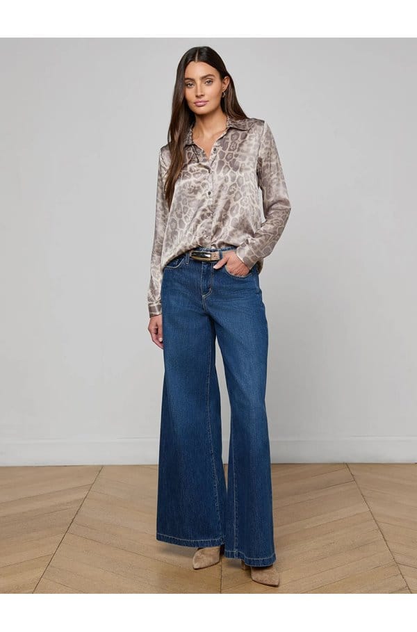 tyler blouse in grey leopard