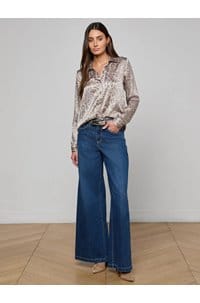 tyler blouse in grey leopard