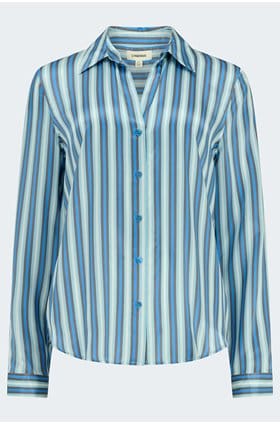 Tyler Blouse in Blue Herringbone Stripe
