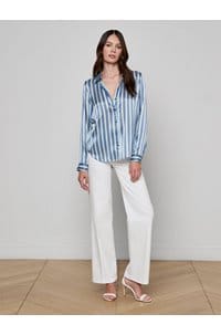 tyler blouse in blue herringbone stripe