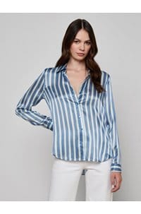 tyler blouse in blue herringbone stripe
