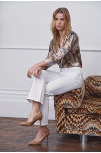 dani blouse in neutral blue feather