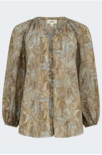 teagan blouse in neutral blue ditsy paisley