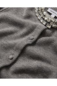 daro crystal embellished cardigan in dark heather grey