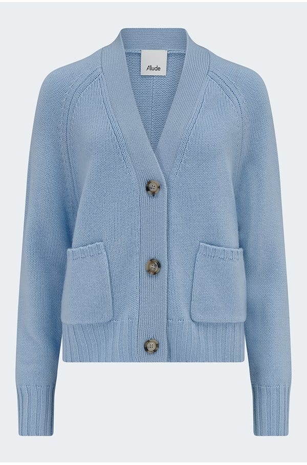 v cardigan in pale blue