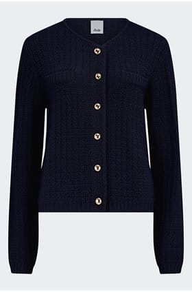 Gold Button Cardigan in Navy