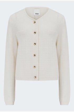 Gold Button Cardigan in White