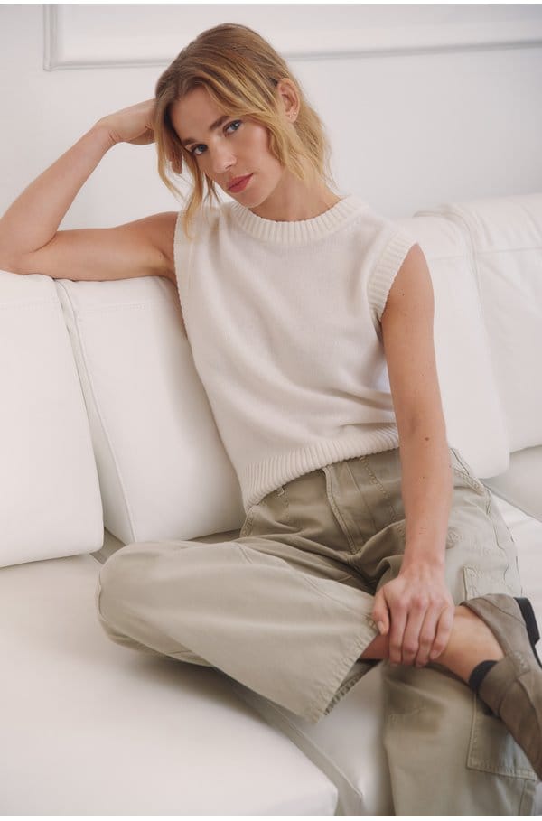 knitted tank in white