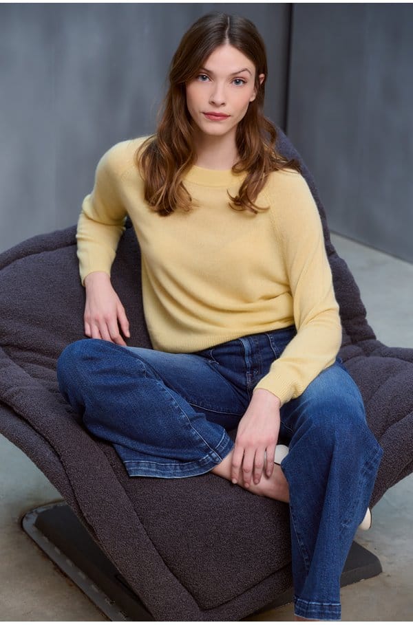 cashmere crew in yellow