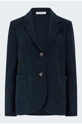 Stand Up Collar Blazer in Blue Black