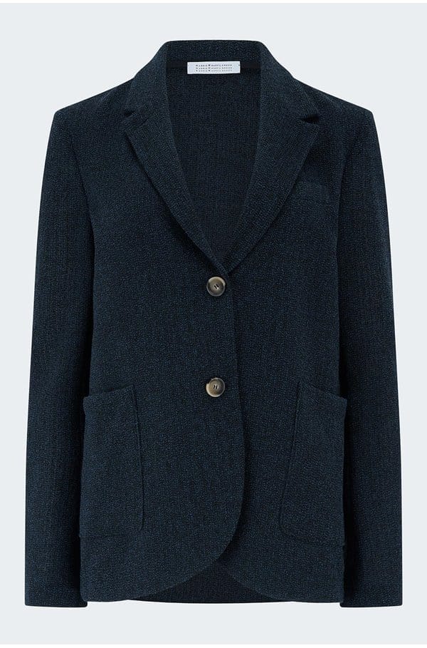 stand up collar blazer in blue black