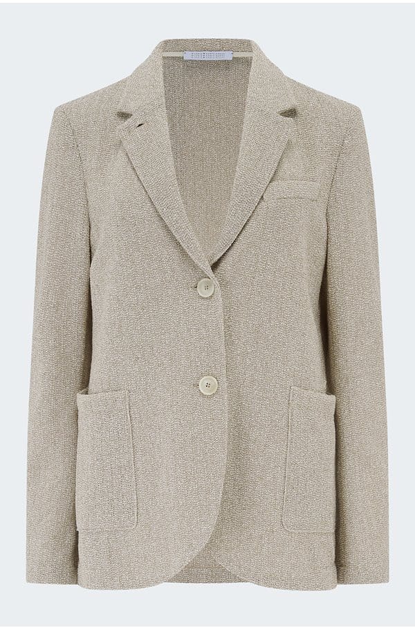 stand up collar blazer in white beige