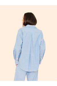 hayven striped shirt in chambray teal
