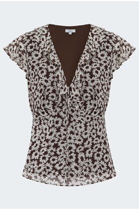 Carmine Top in Espresso Daisy