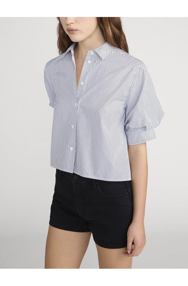 the billow sleeve shirt in navy stripe