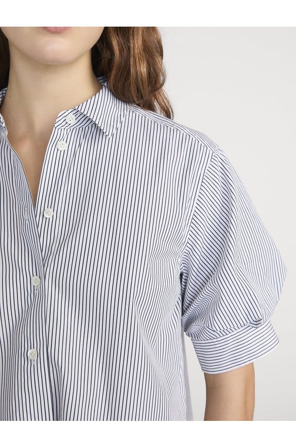 the billow sleeve shirt in navy stripe