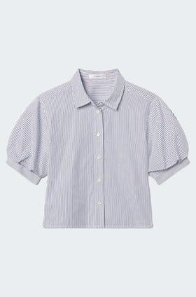 The Billow Sleeve Shirt in Navy Stripe