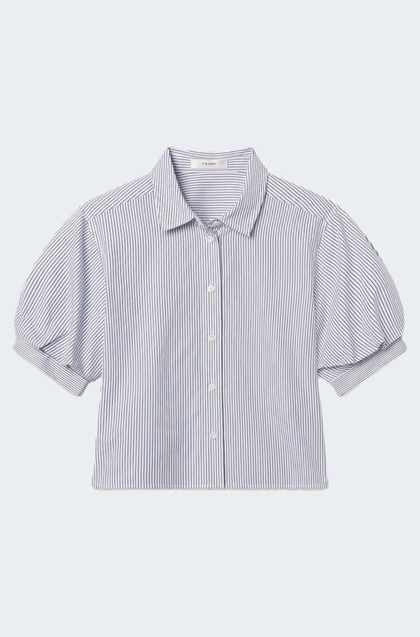 the billow sleeve shirt in navy stripe