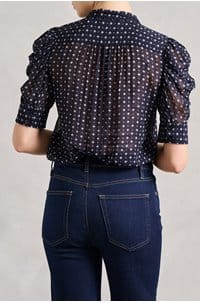 the tie gillian top in navy multi
