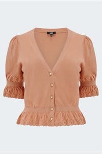 the vetra cardigan in peach tea