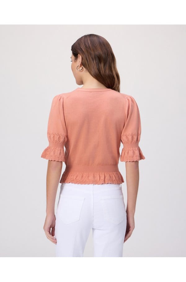 the vetra cardigan in peach tea