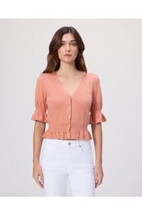 the vetra cardigan in peach tea