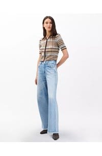sofie miramar cotton terry wide leg pant in raily