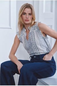 arlene top in striped eyelet