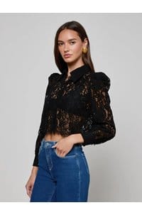 anita lace blouse in black