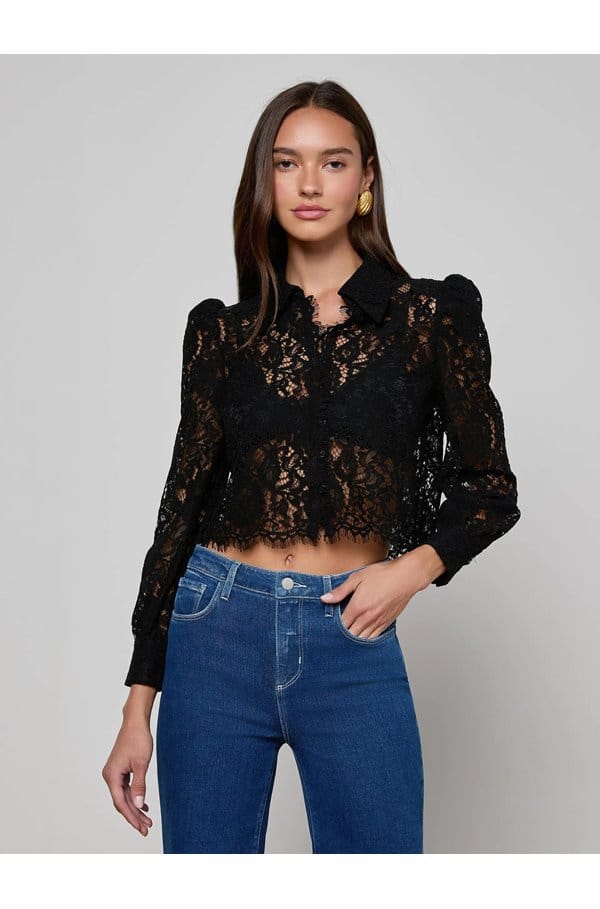 anita lace blouse in black