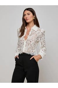 anita lace blouse in ivory