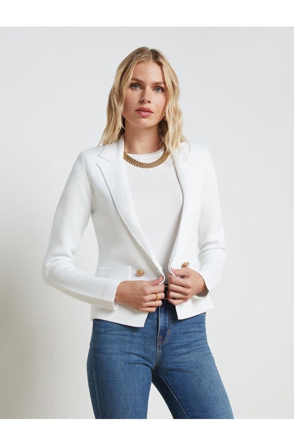 sofia knit blazer in white 