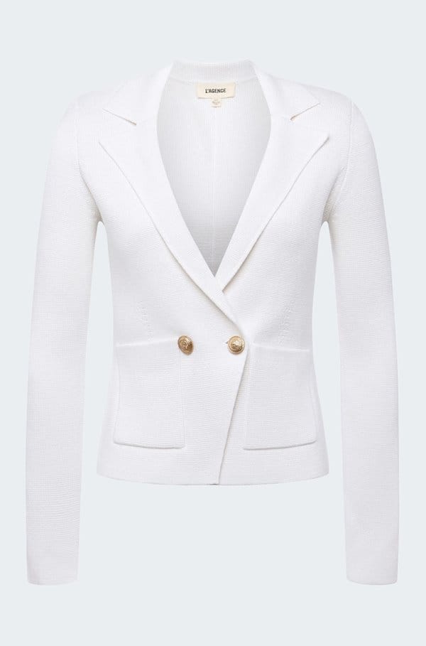 sofia knit blazer in white 