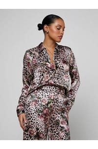 tyler long sleeve blouse in rose cheetah