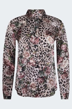 Tyler Long Sleeve Blouse in Rose Cheetah