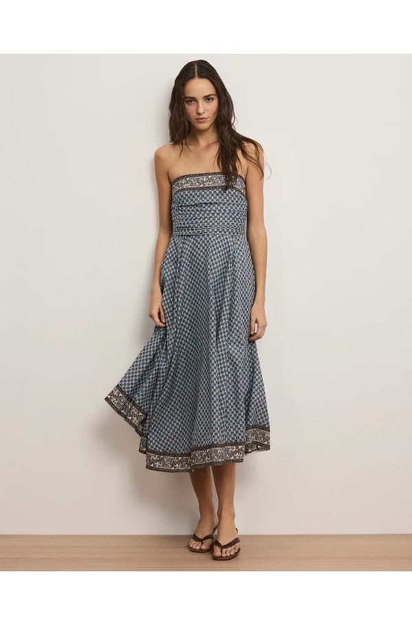 lana dress in blue multi