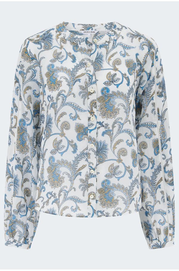 soleil paisley blouse in dove white multi