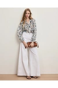 soleil paisley blouse in dove white multi