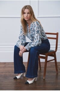 soleil paisley blouse in dove white multi