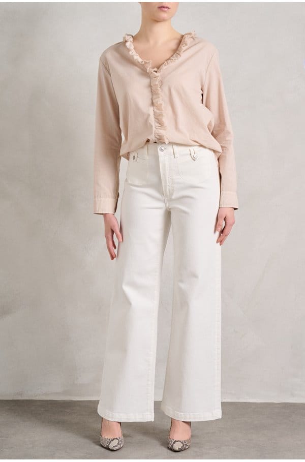 anessa 31 with rounded inset pockets in tonal ecru