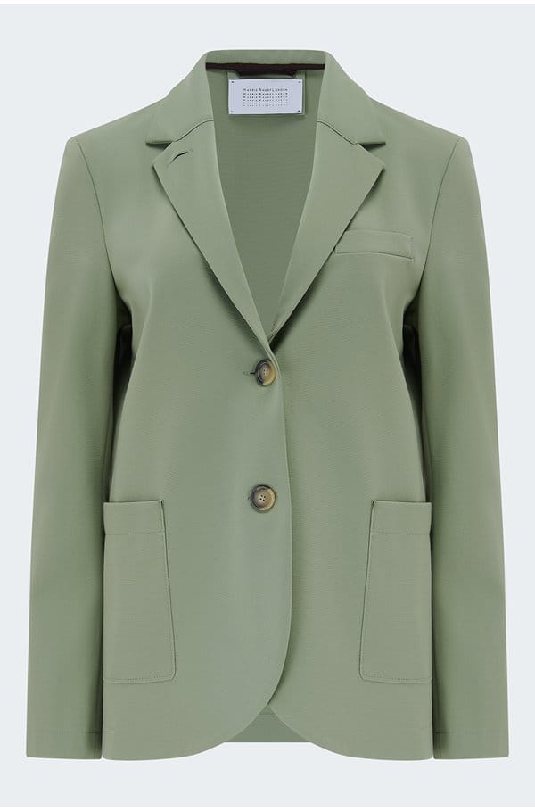stand up collar blazer in sage green
