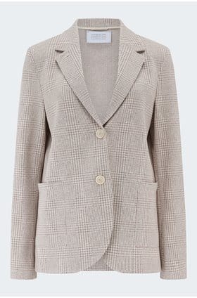 Stand Up Collar Blazer in Beige Check